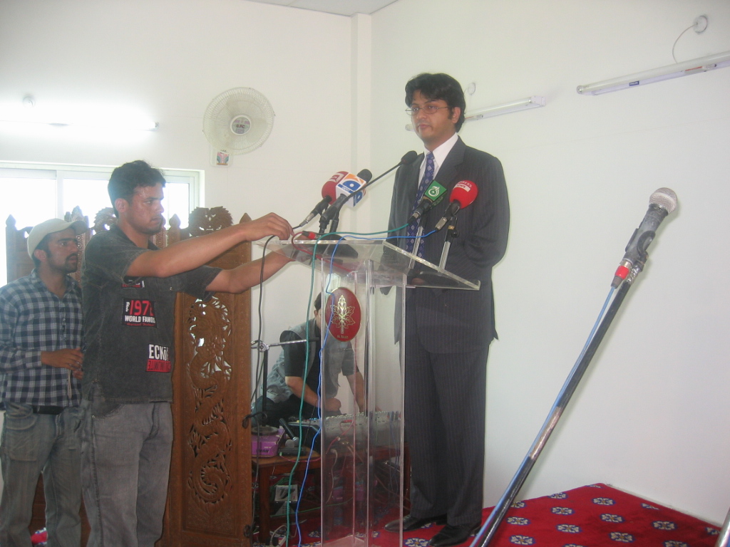Late Shehzada Dawood speaks at the reopening of F. G. Dawood Public School
